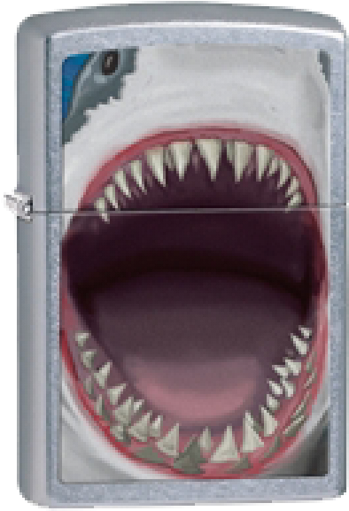 Zippo Chrome Shark Teeth Lighter - Zippo Shark Teeth Street Chrome - Zippo 28463 (600x600), Png Download