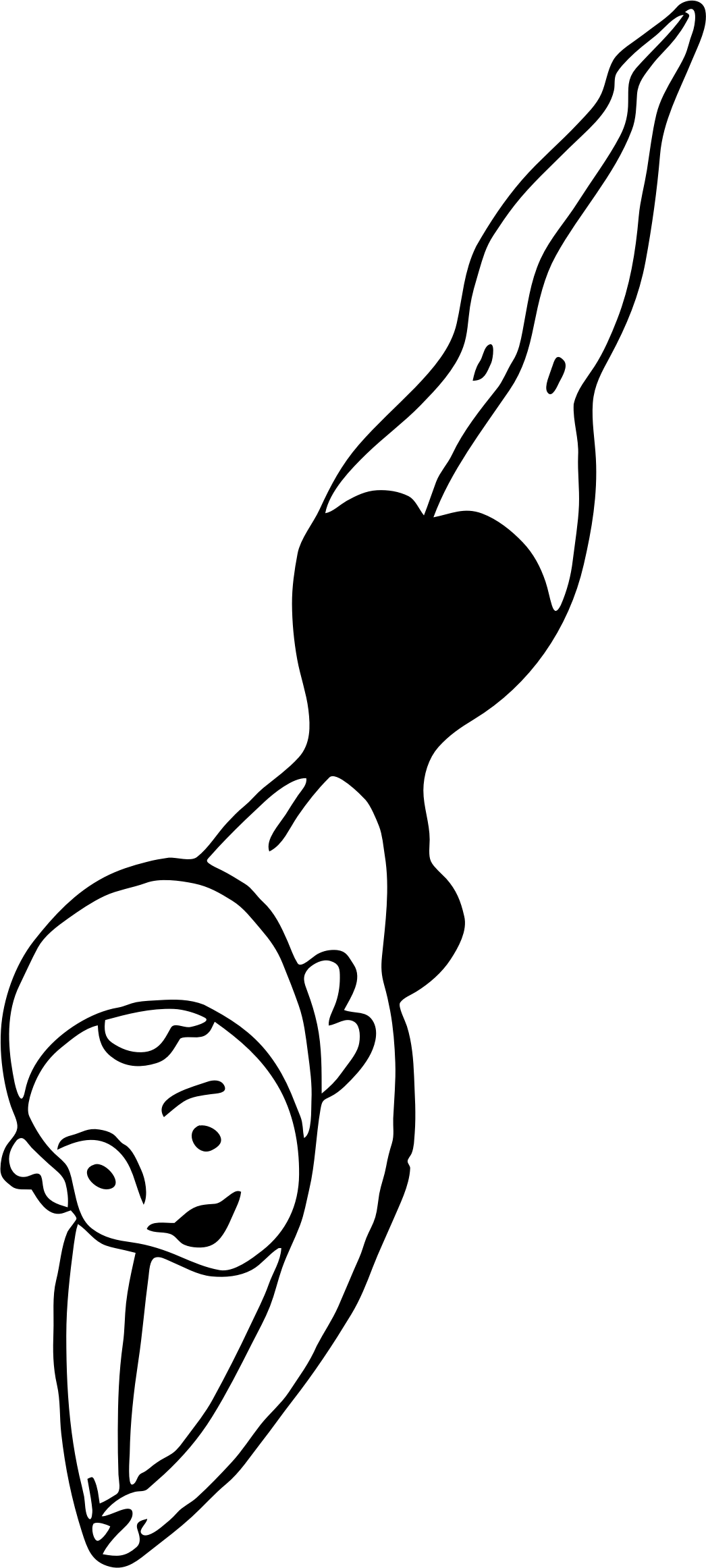 Clipart - Diving Black And White (1046x2323), Png Download