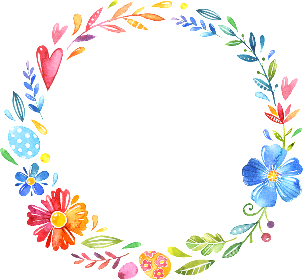Fresh Blue Flowers Hand Drawn Garland Decorative Elements - Printable Unicorn Prints (1024x946), Png Download