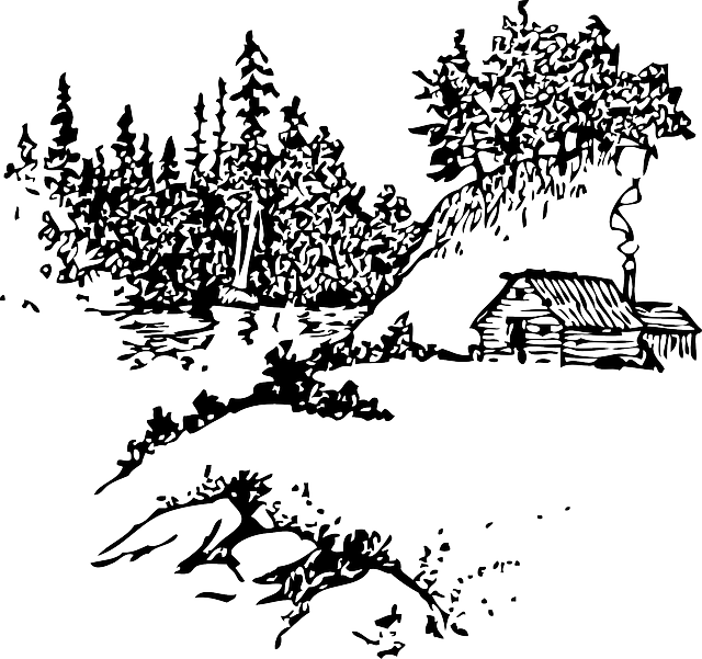 Black, Outline, White, Free, Log, Cabin, Along, Stream - Chuyen Doi Xua Cua Truong Vinh Ky (640x601), Png Download