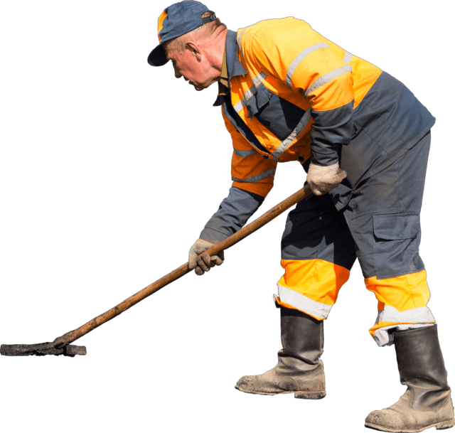 Man With Rake - Road (640x609), Png Download