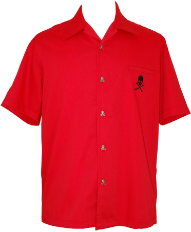 Red Skull Button ~ Closeout - Men Red Shirt Png (375x469), Png Download