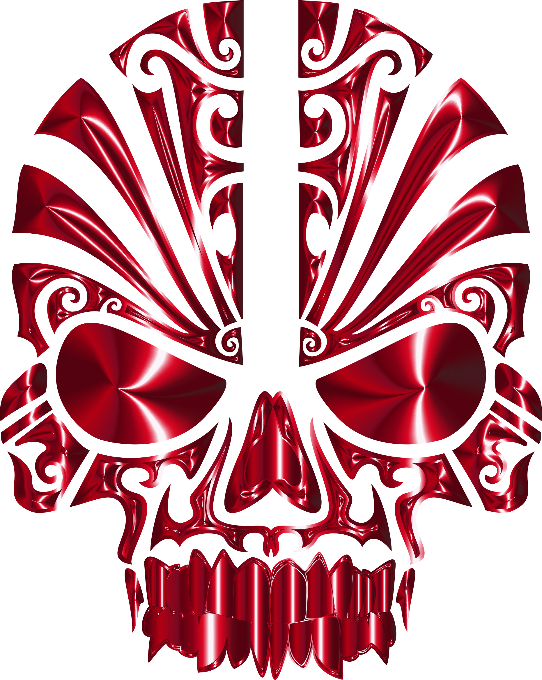 Tribal Skull Silhouette 2 Crimson - Skull Stickers Decals (1862x2334), Png Download