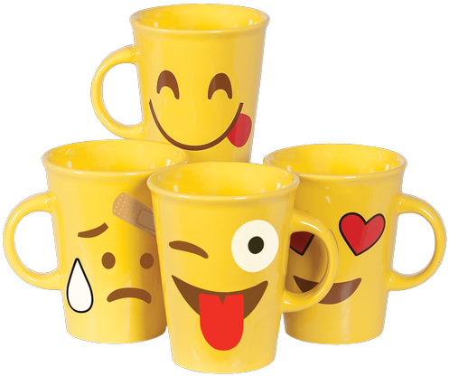Rnd Ylw Emoji Mug 4 Sty - Coffee Cup (500x611), Png Download