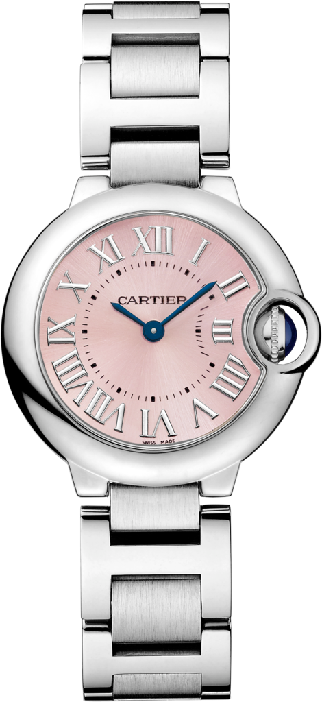 Ballon Bleu De Cartier Watch28 Mm, Steel - Cartier Ballon Bleu Pink (470x1024), Png Download