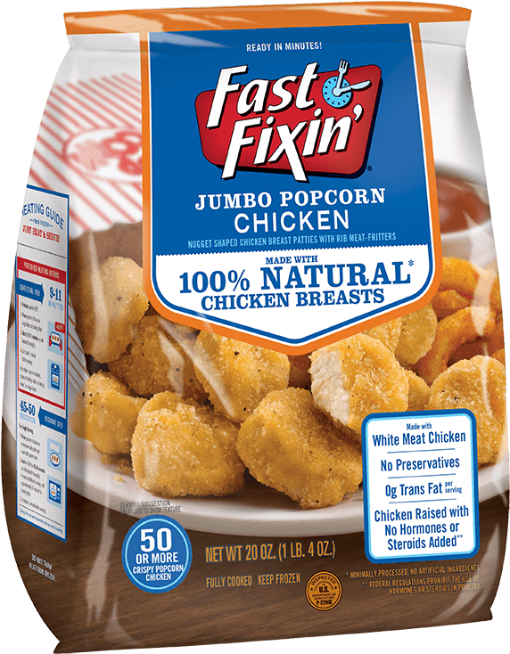 Jumbo Popcorn Chicken - Fast Fixin Chicken Breast Patties (640x780), Png Download