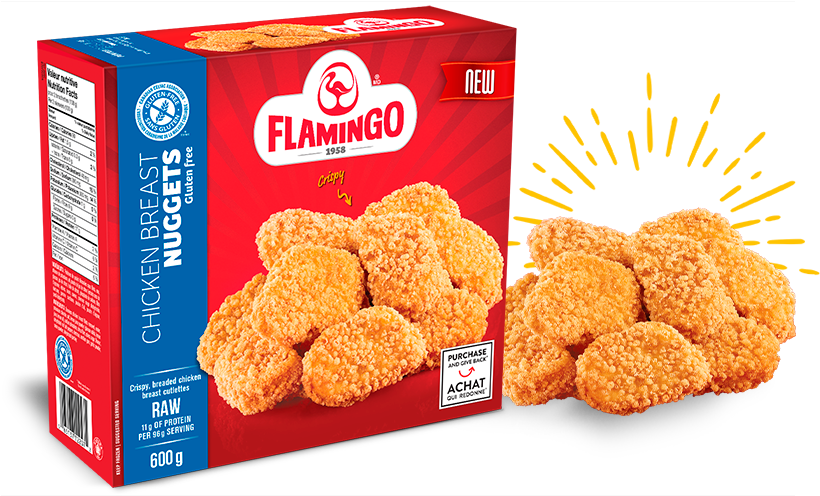 Chicken Nuggets - Flamingo Uncooked Breaded Chicken Breast Strips (860x495), Png Download