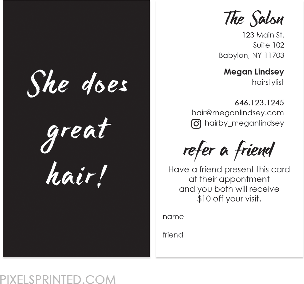 Hairstylist Referral Cards Hair Salon Referral Cards Hair