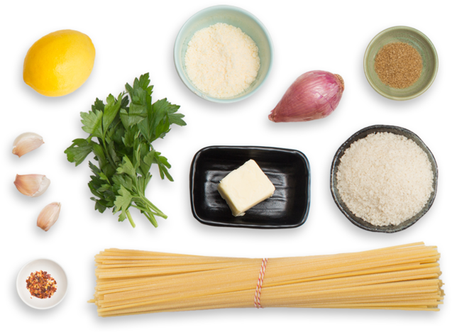 Caramelized Meyer Lemon Spaghetti With Toasted Garlic - Parmesan Png Top View (700x477), Png Download