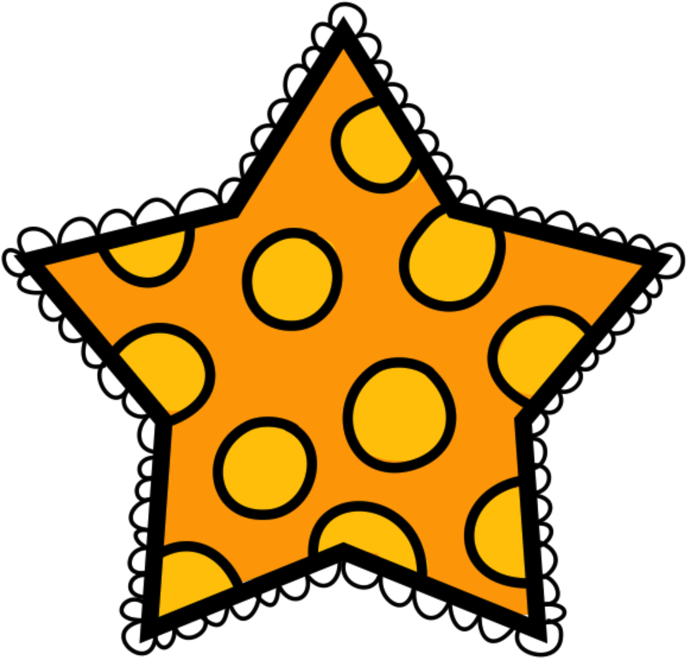 Free Star Clipart - Orange Polka Dot Star (1444x1430), Png Download