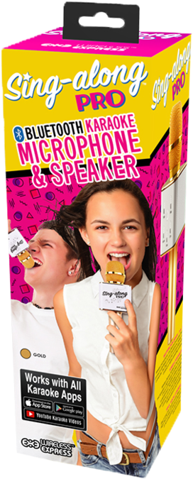 Wireless Express Sing-along Pro Gold Bluetooth Microphone - Sing-along Pro Bluetooth Karaoke Microphone And Stereo (580x725), Png Download
