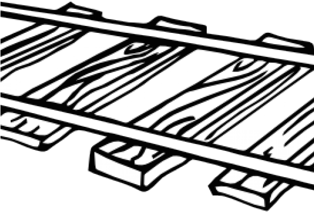 Railroad Tracks Clipart Outline - Rail Clipart Black And White (640x480), Png Download
