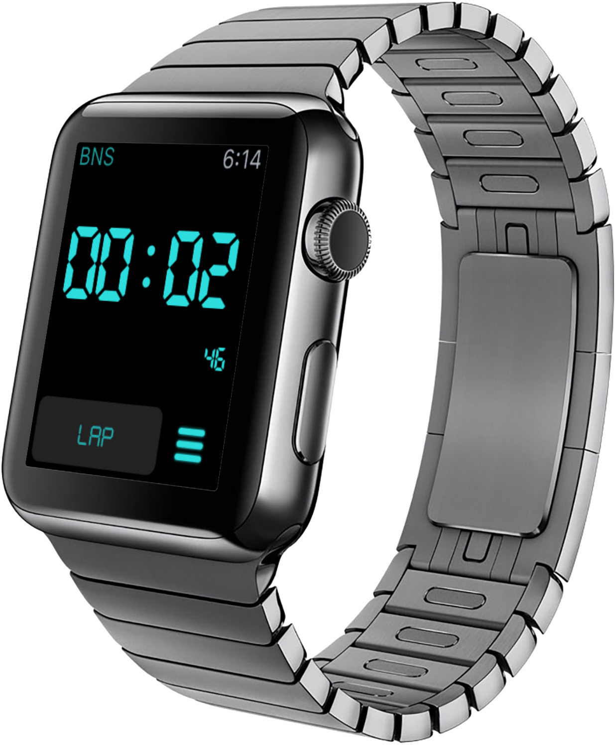 Bnstopwatch For Applewatch - Apple Watch Black Stainless Steel Link Bracelet (1600x2109), Png Download