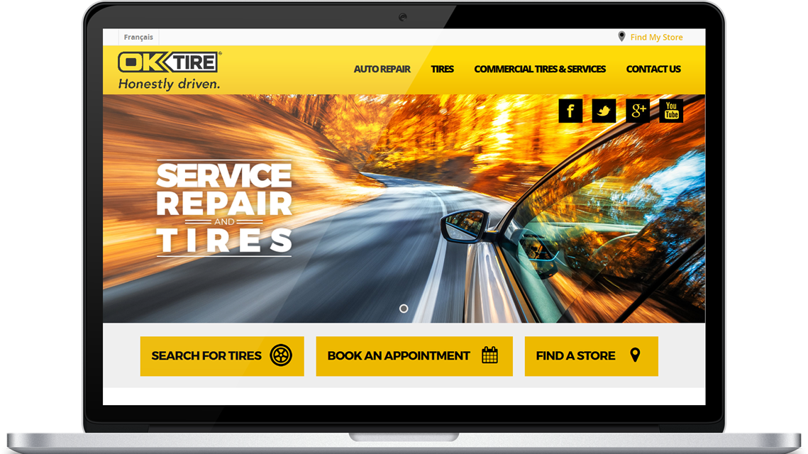 Oktire Web Design Seo Web Development - Ok Tire (1139x640), Png Download