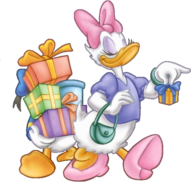 Donald Duck Clipart Disney Cars - Donald Duck Daisy Duck Shopping (650x622), Png Download