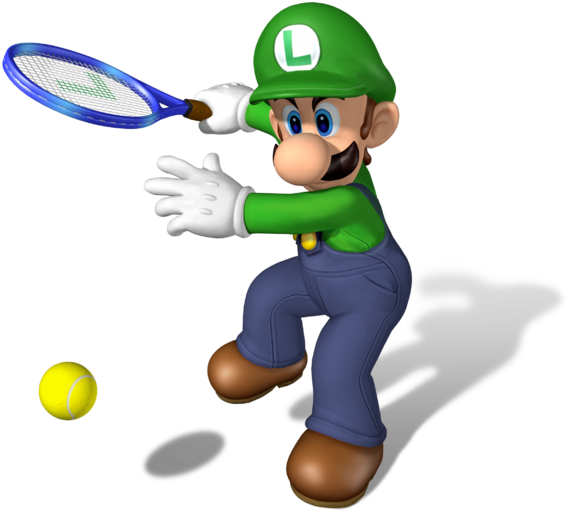 Mario Power Tennis - Luigi Mario Tennis (612x600), Png Download
