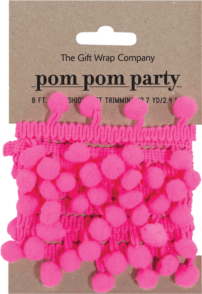 Hot Pink Pom Pom Party Trim - American Crafts 1/2-inch Pompom Ribbon (1000x1000), Png Download