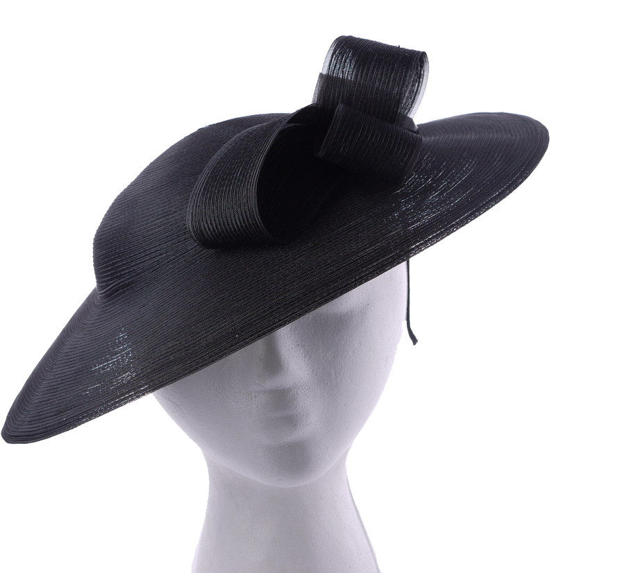 Black Fascinator With Large Brim And Avant-garde Bow - Style (1100x825), Png Download