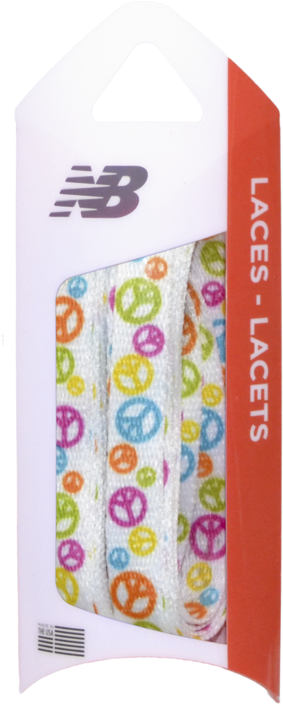 Nb 3/8"printed White Peace Signs Shoelace - New Balance (416x1024), Png Download