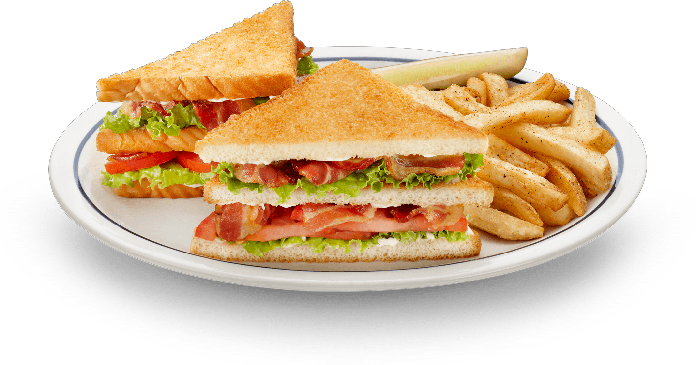 Ihop Double Blt W/ Fries And A Pickle - Ihop Blt (1415x743), Png Download