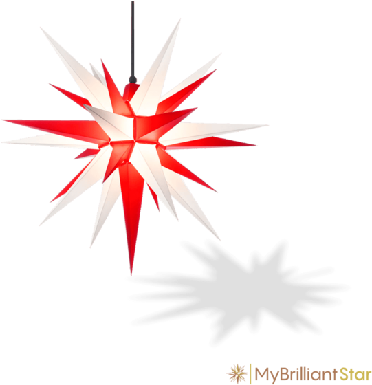 Original Herrnhut Plastic Star, White / Red, ~ 70 Cm - Herrnhuter Stern Außenstern 68cm A7 Weiß/rot (600x600), Png Download