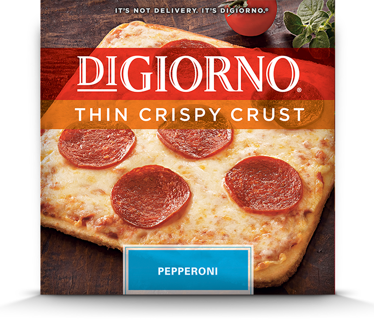Digiorno Thin Crispy Crust Supreme Pizza - 8.5 Oz Box (750x640), Png Download