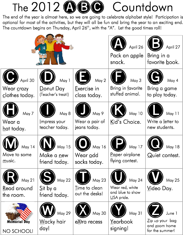 Our End Of Year Countdown For 1st Grade - Students (703x909), Png Download