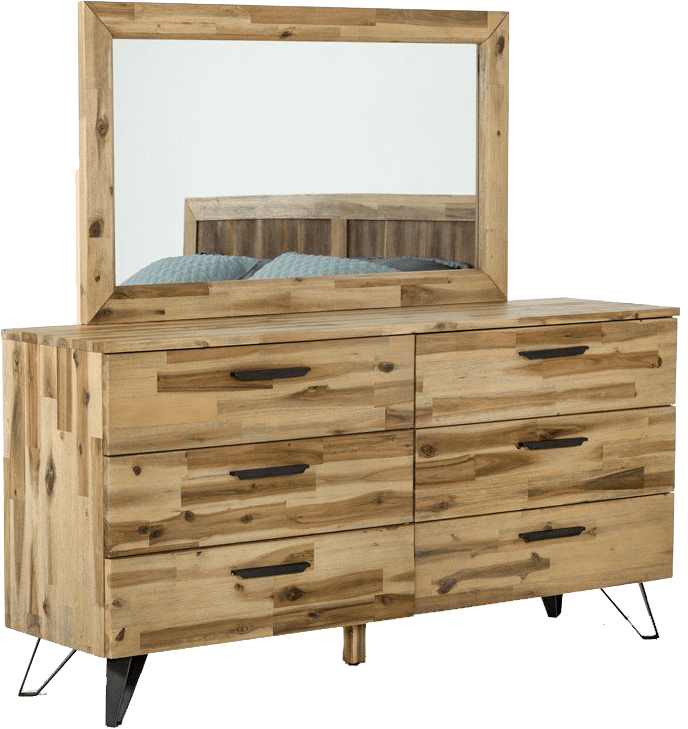 Modrest Sala Modern Light Wood Dresser & Mirror Set - Vig Furniture Modrest Sala Modern Light Wood Bedroom (688x729), Png Download