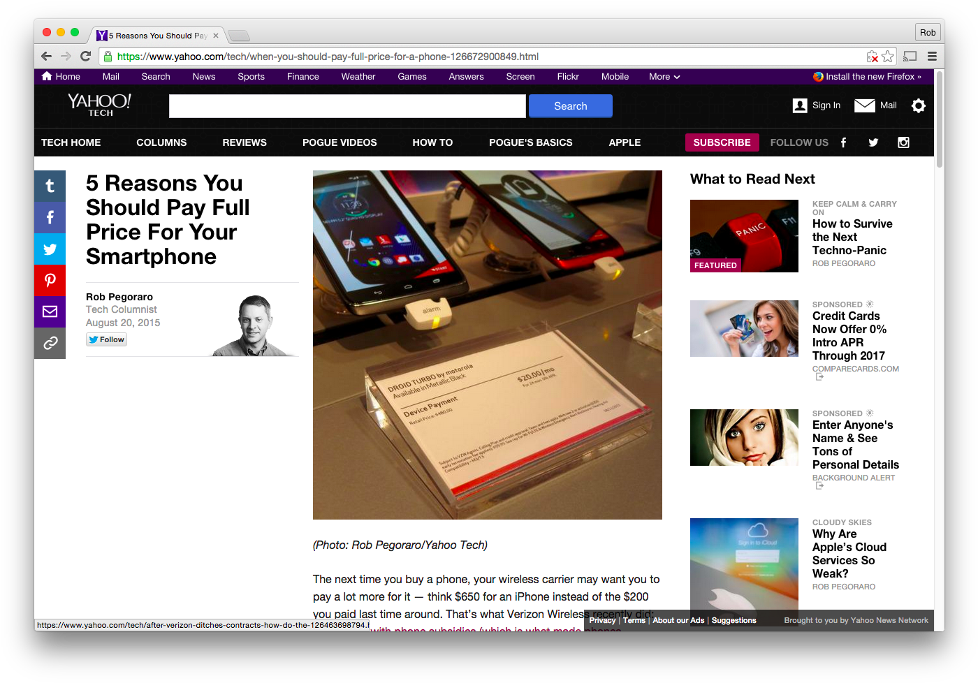 Yahoo Tech Phone-prices Post - Mobile Phone (1415x989), Png Download