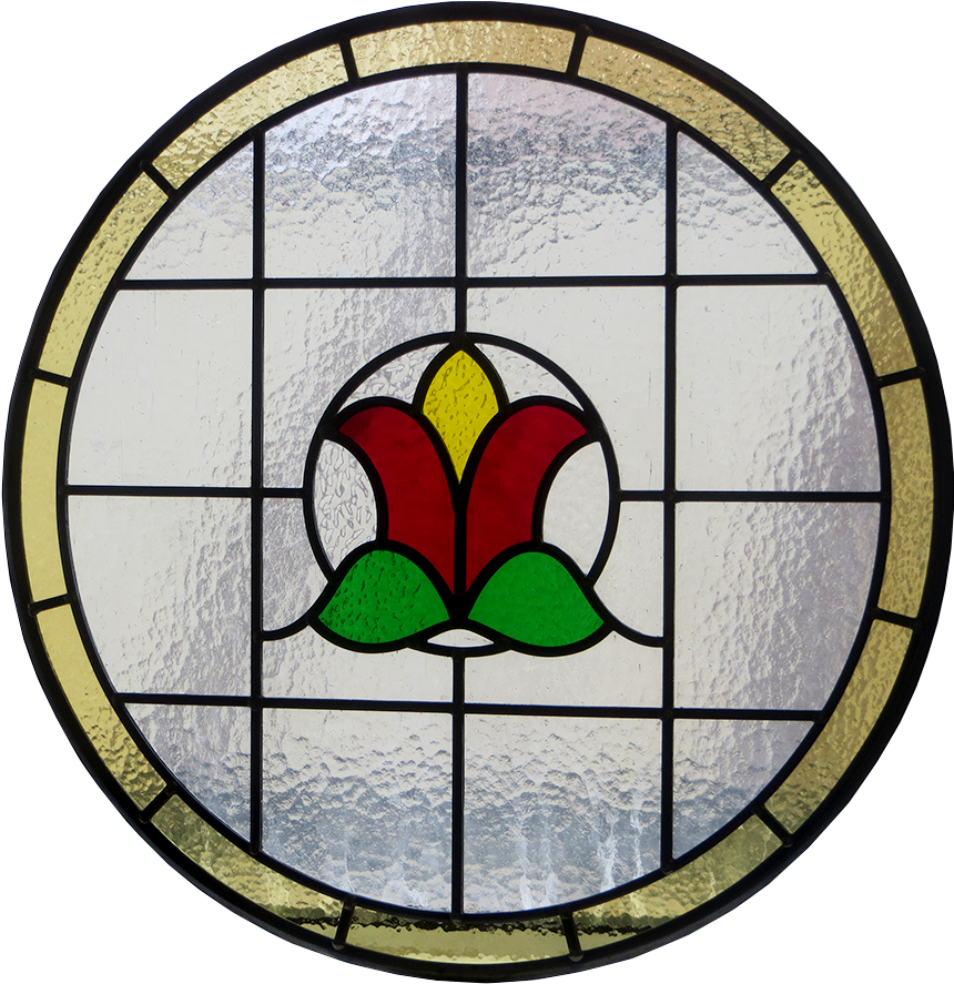 Art Nouveau Floral Bud Stained Glass Panel - Stained Glass (1000x1000), Png Download