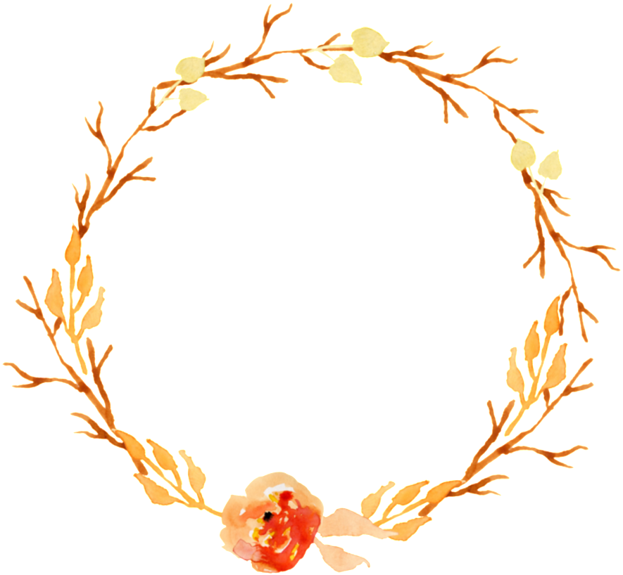 Literary Vintage Orange Flowers Hand Drawn Garland - Portable Network Graphics (1024x1024), Png Download