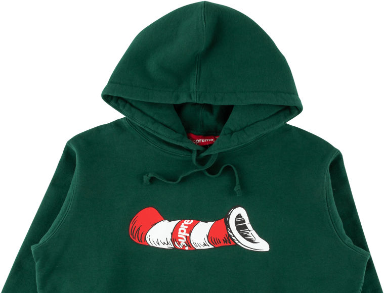 Supreme Cat In The Hat Hooded Sweatshirt (1000x600), Png Download
