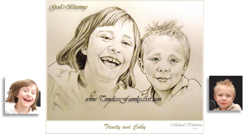 Brother Sister Portrait Pencil Drawing Trinity Colby - Brother Sister Pencil Drawing (800x447), Png Download
