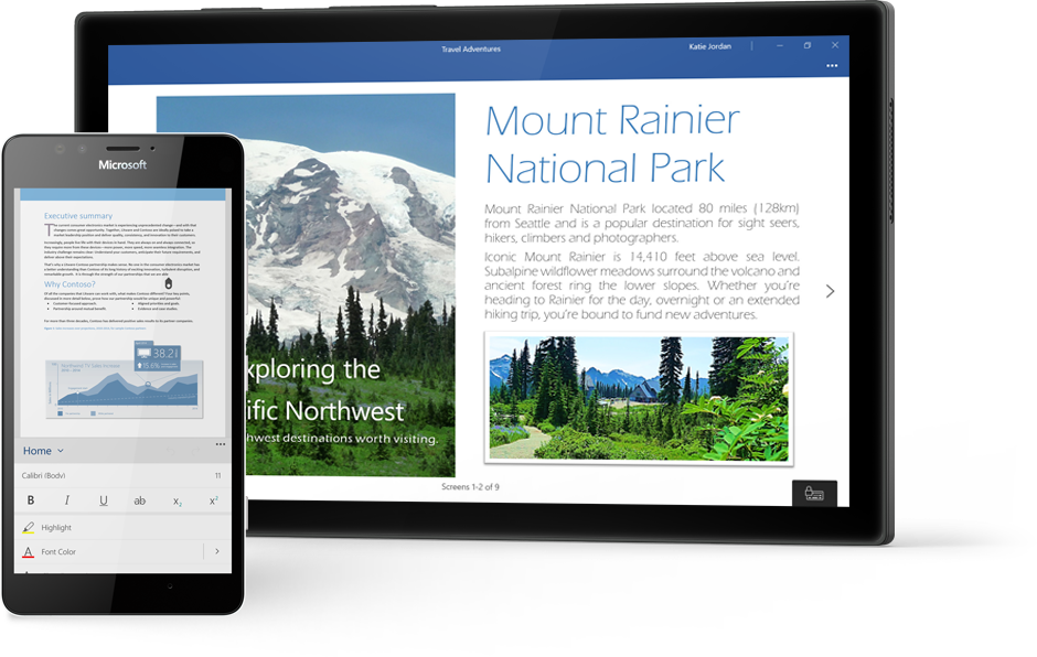 Windows Tablet Displaying A Word Document About Mount - Microsoft Office Standard 2016 - Licence (940x596), Png Download