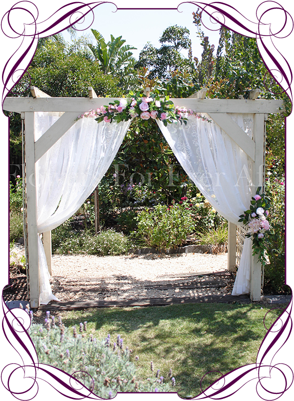 Silk Artificial Pink Peony Wedding Arbor Arch Table - Canopy (608x822), Png Download