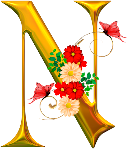Name Letters, Letter Art, Color Dorado, Calligraphy - Flower Fonts Design Alphabet (610x610), Png Download