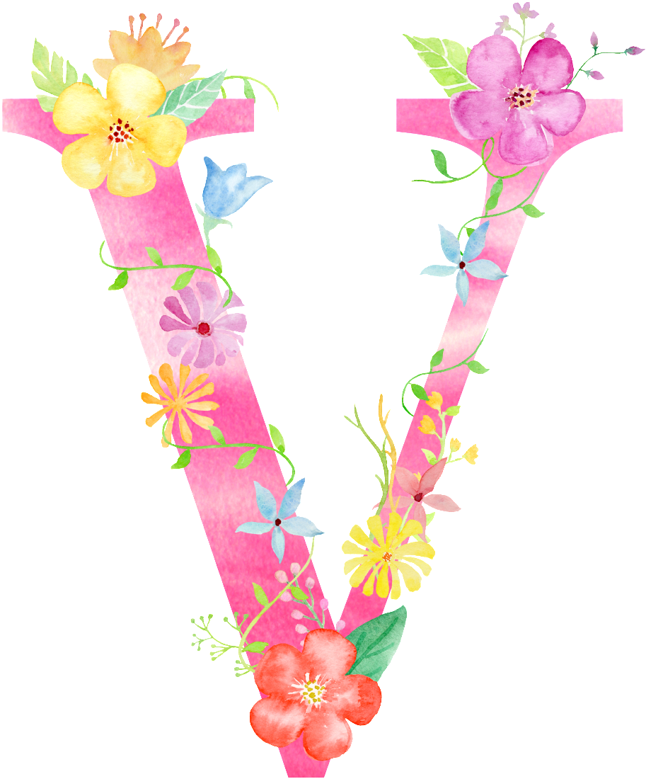 Ornamentos Decorativos De Flores De Letras De Letras - Letter (1024x1280), Png Download