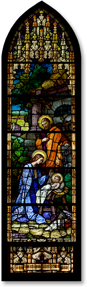 Nativity Stained Glass Window, Saints Peter And Paul - Religious Vitrales Png (350x1144), Png Download