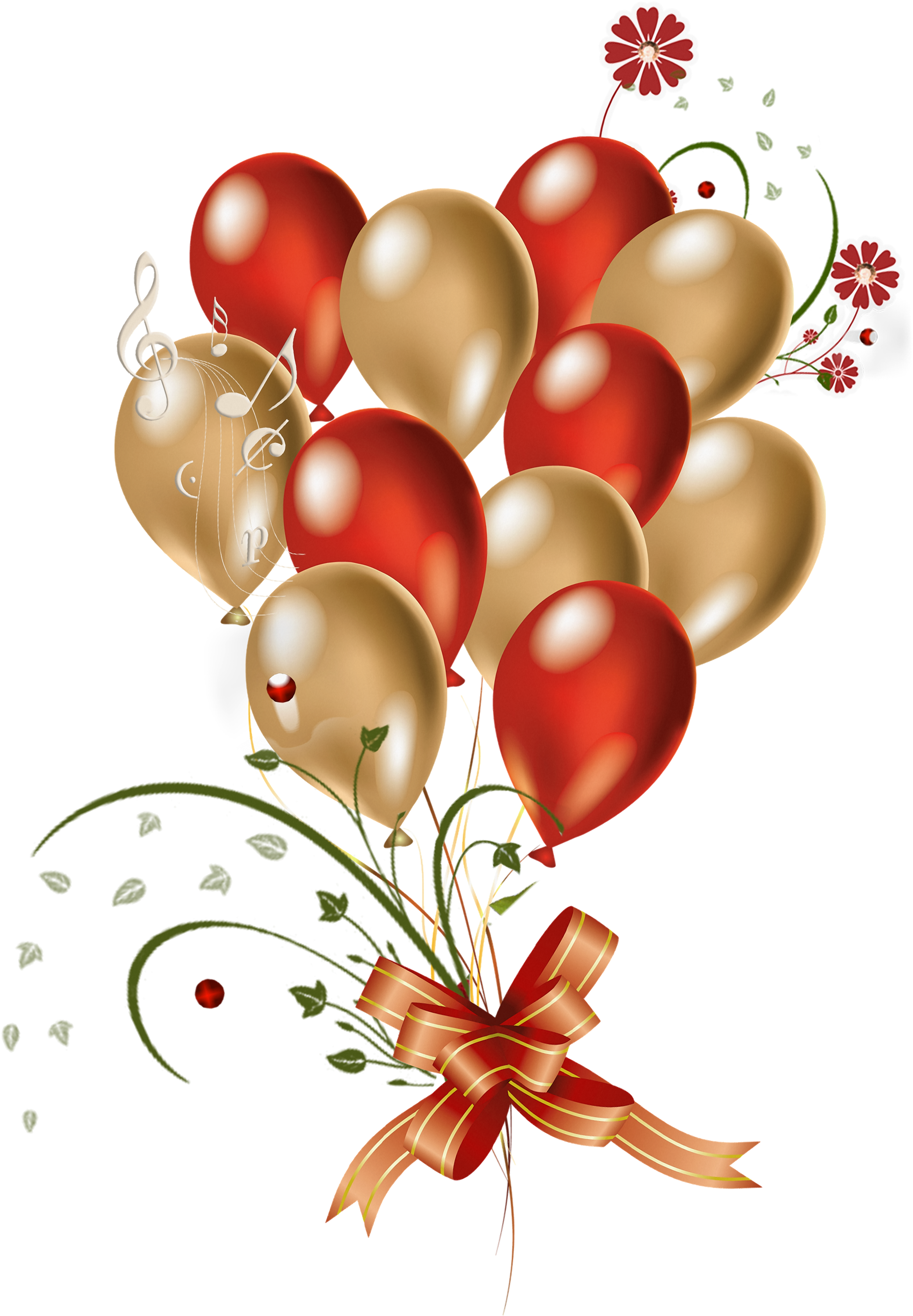 Transparent Red And Gold Balloons Clipart - Red Gold Balloon Png (2400x3391), Png Download
