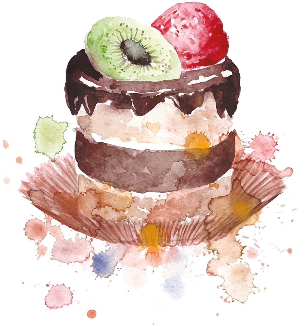 Clipart Black And White Stock Birthday Cake Macaron - Cake Watercolour Paint Vector (1200x1200), Png Download