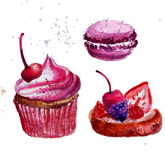 Clipart Transparent Desserts Clipart Watercolor - Dessert (600x567), Png Download