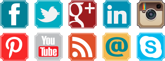 Social Media Icons Retro (573x242), Png Download