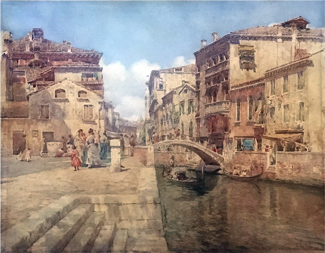Paolo Sala [1859-1924] Italian Watercolor - Canal (1400x1400), Png Download