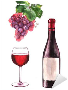 Wine Drawing Watercolor - Drawing (400x400), Png Download