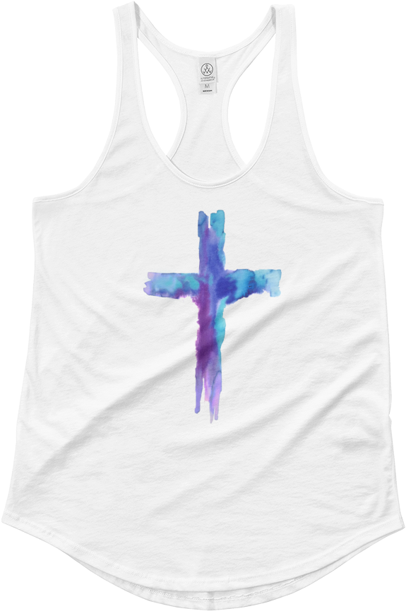 Watercolor Cross Ladies Shirttail Tank - Cross (1000x1000), Png Download