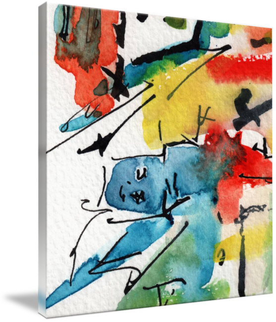 Abstract Intuitive Ink And Watercolor Blue Man By Ginette - Painting (557x650), Png Download