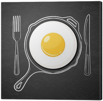 Fried Egg And Hand Drawn Outline Watercolor Pan, Fork - Egg (400x400), Png Download