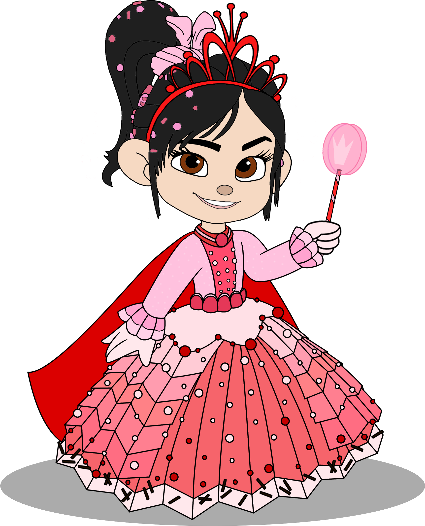 Vanellope In A Princess Gown With Her Crown - Vanellope Von Schweetz Princess Png (1806x2174), Png Download