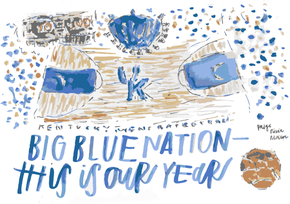 Kentucky Basketball Watercolor Illustration - Creative Arts (594x418), Png Download