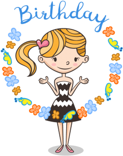 Birthday Card With Cute Girl, Birthday, Girl, Card - Birthday Card Girl Png (360x360), Png Download